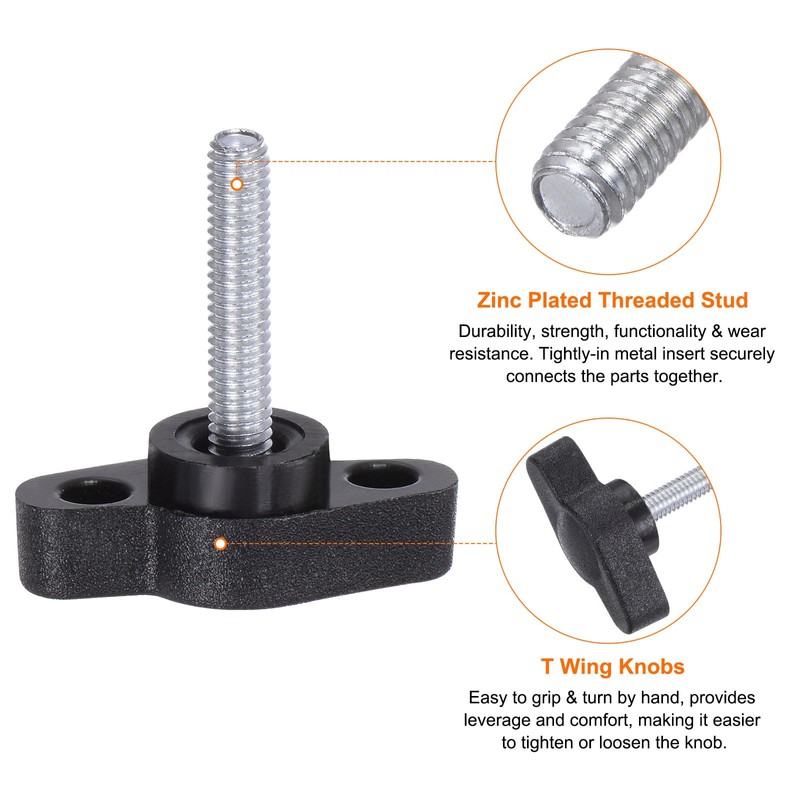 sourcing map 10pcs Tee Wing Knobs Thumb Screws M4 x