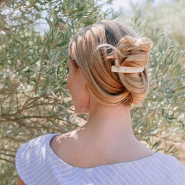 France Luxe Narrow Rectangle Volume Barrette - Caramel Horn