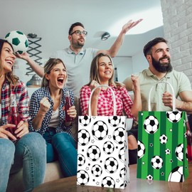 QYCX Soccer Party Decorations, 12 Pcs Soccer Gift Bags Soccer Candy Bags Soccer Party Favors Bags Treat Bags Football Goodie Bags Green White Candy Bags Soccer Candy Gift Boxes for Sport Party Supplies Men Kids Boys Soccer Fans Birthday Party Decorations