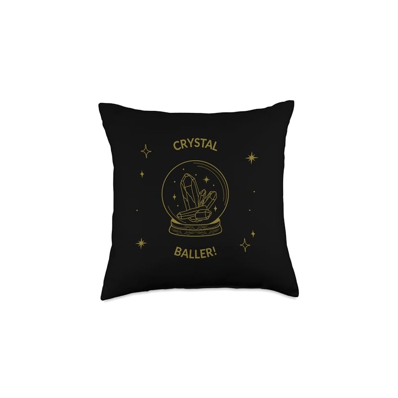 Crystal Baller Funny Gemstone Throw Pillow