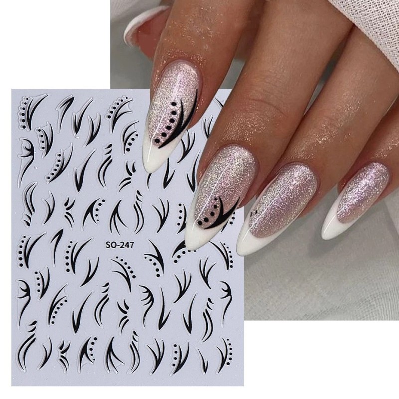 Unbranded 4Pcs Set Nail Stickers Abstract Line Self-Adhesive Slider Peel