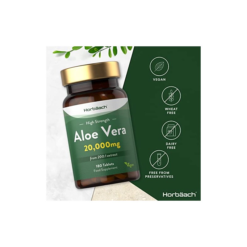 Aloe Vera Tablets | High Strength 20000mg | 180 Count