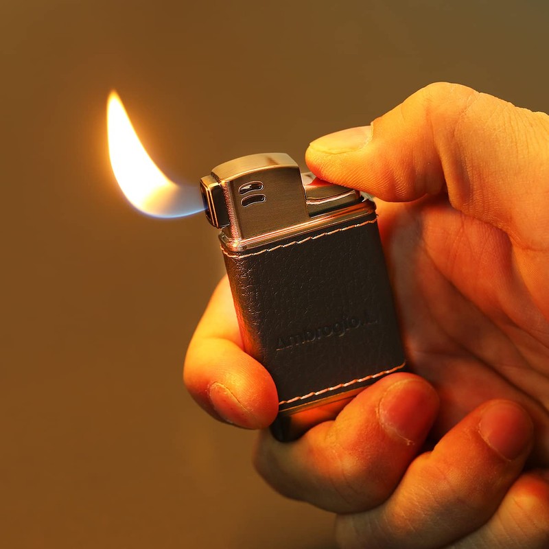 Ambrogio.L Pipe Lighter - Genuine Leather Adjustbale Soft Flame Refillable