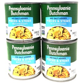 4 pack of Canned Mushrooms Pennsylvania Dutchman 4oz - you choose Organic Baby Bell, Chunky Style Portabella, No Salt Added Pieces and Stems Organic Pieces and Stems (No Salt Added Pieces and Stems)