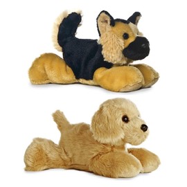 Aurora Plush Mini Flopsies 8" Dog Bundle, Golden & Shep, Brown