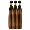 T1B/P430 Highlighted Light‑Brown Straight Hair Bundles 14/16/18