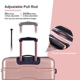 GarveeLife Pink Luggage Sets For Women,Travel Large Suitcase Sets Cute Luggage With Double Spinner Wheels 20inch Carry On Luggage Airline Approved TSA Checked Pink Luggage Set ABS PC (20/24/28) Pink
