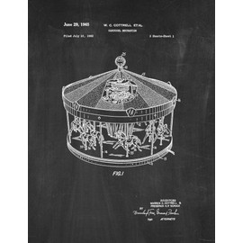 Merry Go Round Patent Print Chalkboard (13" x 19") M14652