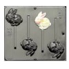 Choklit Molds Ltd Easter Bunny W/ Ribbon lollipop Chocolate Candy Mold New 4 Cavity Wax Ice Soap