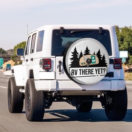 Delerain Spare Tire Cover with Backup Camera Hole RV There Yet Wheel Covers Waterproof Dust-Proof UV Sun Universal Fit for RV Trailer RV SUV Truck (17 Inch for Diameter 31"-33")