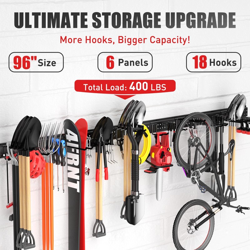 ZICANYCO Garage Tool Organizer Wall Mount 96 inches with 18