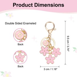PATIKIL Rosa Blumen Schlüsselanhänger Charm, Niedlicher emaillierter Schlüsselanhänger mit Initialblumen-Anhänger B für Frauen Schlüssel Handtasche Rucksack Taschenzubehör