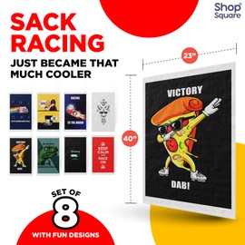 Potato Sack Race Bags | Yard Games | Durable, Interwoven Plastic | Fun, Meme Designs | Family Games For Kids And Adults | Party Supplies | Easter, BBQ, Picnic, Holiday | Set Of 8 | 23’’ x 40’’