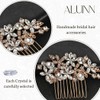 ALUINN Crystal Bride Wedding Hair Comb Flower Hair Piece Rhinestone