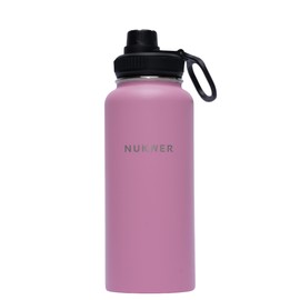 NUKWER Insulated Stainless Steel Water Bottle - 32oz - Large Metal Water Bottle with Leak-Proof Design and Convenient Handle - Double Vacuum Insulation for School, Work, or Adventure., Pink