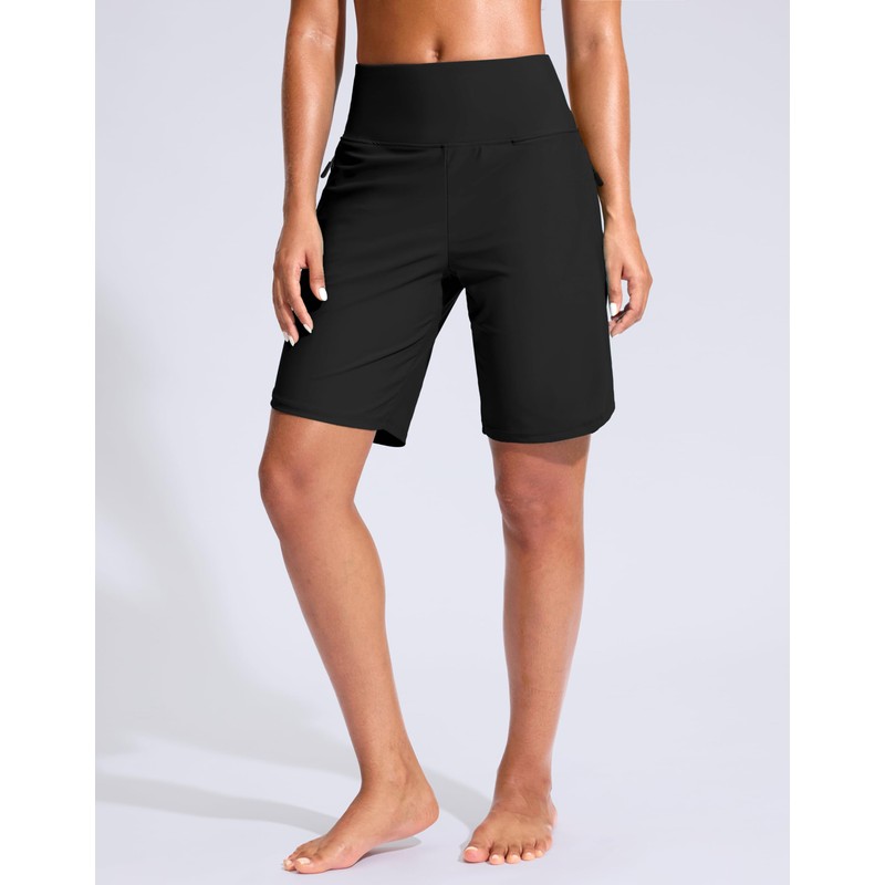 G Gradual Women's 9" Long Swim Board Shorts with Zipper