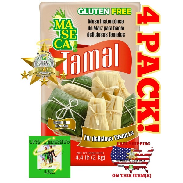 4 Pack! MASECA Instant Corn Masa Mix x Delicious Tamales 4.4 Lb(2kg)Gluten Free⭐
