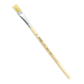Stylex 35087 Flat Bristle Brush Size No. 14 Natural Handle for Painting with Deck, Tempera, Watercolour, Oil and Acrylic Paints, Ideal for School