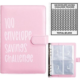 100 Envelope Money Saving Challenge Binder, Fun and Easy Way to Save $5,050, Budget Book with Cash Envelopes for Office, Home, School book nook book journal - Color: Green
