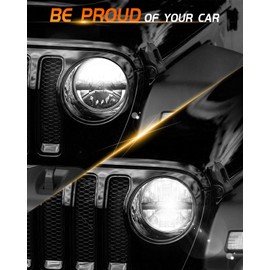 MGLLIGHT DOT Approved 7 round led headlights Hi/Low Sealed Heam Compatible with Wrangler TJ JK Do-dge F-ord Che-vy, H6024 6016 6015 6014 Replacement (2PCS)