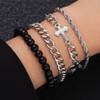 twinkle eye Cross Bracelets for Women Men Stackable Layered Stainless