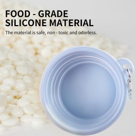 Collapsible Dog Bowls 2-Pack, Portable Travel Dog Bowl with Carabiner, Food-Grade Silicone Pet Bowl for Hiking, Walking(Macaron Pink and Blue)