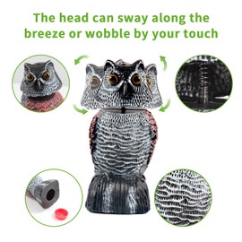 BobbleHead Owl Decoys Sculpture to Scare Birds Away, 2-Pack 8.3" Fake Owl Plastic Scarecrow Bird Deterrent, Natural Enemy Pest Repellent, Garden Decor Statues for outside, Patio, Lawn, Yard Decoration