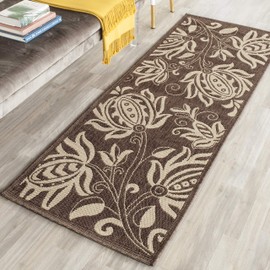 Safavieh Courtyard Collection CY2961-3409 Chocolate and Natural Indoor/ Outdoor Runner (2'3" x 10')