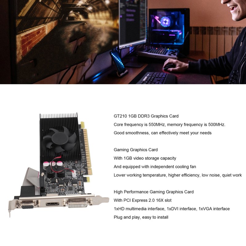 GT210 1GB DDR3 64BIT Gaming Graphics Card Support HD Multimedia