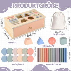 Montessori Toy from 1 2 Years - Wooden Toy Sorting Game, Busy Board, Educational Toy, Plug-In Game, Motor Skills Toy from 1 Year Birthday Gift for Girls, Children's Gift, Christmas, 3 in 1