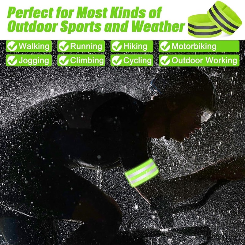 2 PCS High Visibility Armbands, Reflective Wristband, Elasticated Ankle Bands