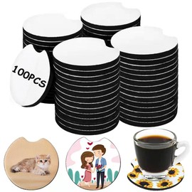 100PCS Sublimation Blanks Car Coasters,Blank Sublimation Coasters 2.75 Inch/5mm Thicker Circular for Thermal Sublimation Heat Transfer DIY Crafts Painting,Car Coasters