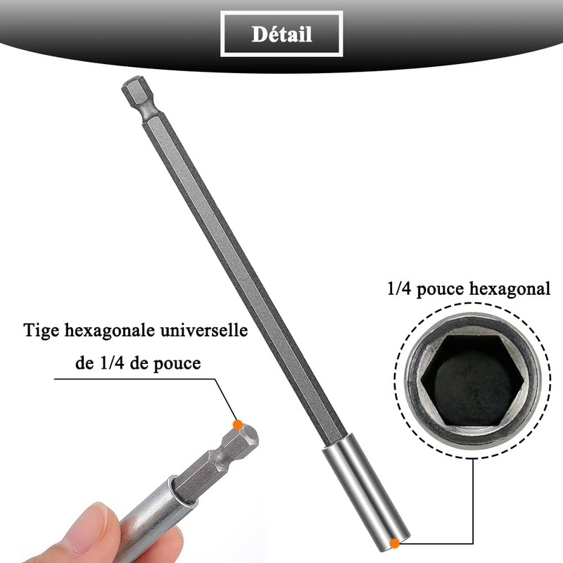 Teocpai 5pcs Magnetic Bit Holder Extension Rods, 1/4 Inch Hex