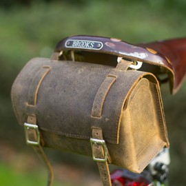 Classic Square Saddle / Handlebar Bag Genuine Leather VINTAGE BROWN MOTO Moped MOTOCYCLE Motobike BOX-RAW-WAXED