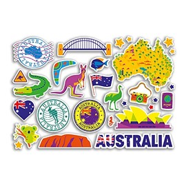 A5 Sticker Sheet Australia Landmarks Vinyl Stickers - Bright Australian Map Airport Skyline Flag Travel Holiday Country Aesthetic #80293