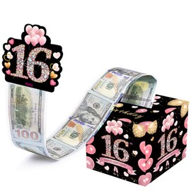 Sweet 16 Birthday Decorations - 16th Birthday Decorations, Happy Birthday Decorations, 16th Birthday Lottery Money Box Happy Birthday Cash Lottery Party, Happy 16th Birthday Money Box for Cash Gift