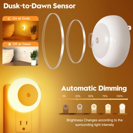 fesnne Night Light, Night Lights Plug into Wall, Dusk to Dawn Sensor, Amber Led Night Light 0.5W, 2 Pack Nightlight for Adults, Bedroom, Bathroom, Hallway, Kitchen