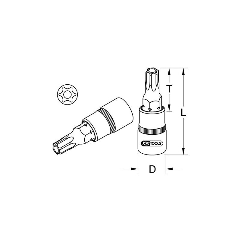 KS Tools 1/4 Inch Chrome Plus Bit Socket Torx with