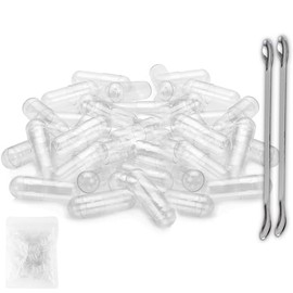 Vegan Empty Capsules Size 0, Empty Capsules for Filling Vegetarian, Empty Capsules with 2 Micro Spoons, Transparent Capsule Cases for Capsule Filler, Manual Filling, Pack of 100