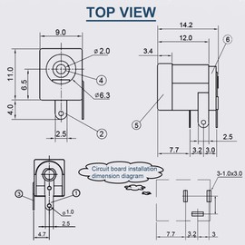 DAOKAI 20pcs DC-005 DC Power Jack Socket 5.5x2.1mm 3 Pin PCB Mount DC Socket Connector Black 20PCS 5.5x2.1mm DC Male Plug
