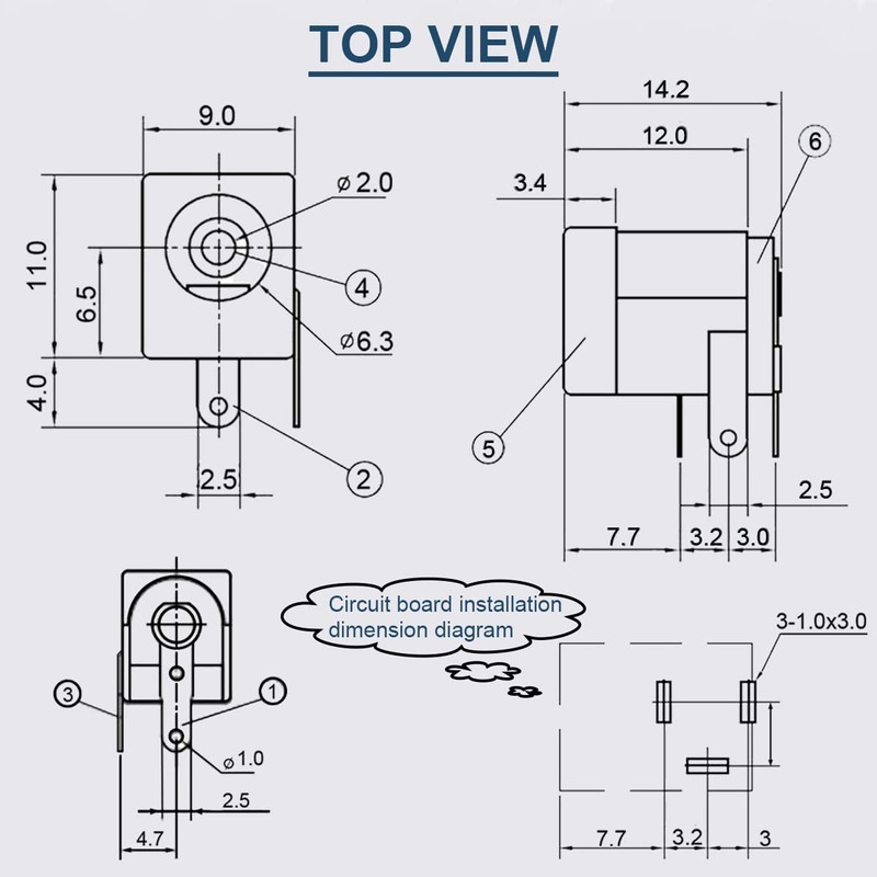 DAOKAI 20pcs DC-005 DC Power Jack Socket 5.5x2.1mm 3 Pin