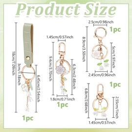 NBEADS 4 Pcs 4 Styles Flower Keychains, Cute Bag Purse Charms Lily of the Valley Keychains Leather Chains for Women Car Keys Handbag Backpack Pendants Decor