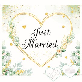 Wedding Heart to Cut Out, 200 x 180 cm Wedding Sheet for Cutting Out Just Married, Wedding Bed Sheet with Heart with 2 Scissors and Rope, Wedding Games for the Bride and Groom for Registry Office