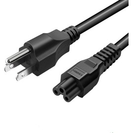MS TECH 3 Prong AC Short Power Cord, 6ft Nema 5-15P Male to IEC 320 C5 Female Laptop Power Replacement Cord for Notebook Computer(Black，1.8m)