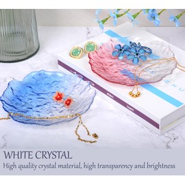 NUOYIA Set of 2 Crystal Jewelry Tray, Trinket Dish Vanity Ring Tray for More Jewelry, Ring Dish Jewelry Tray Vanity Decorative Accessories for Home Décor Bathroom