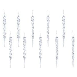 Festive Fix 12cm Glitter Icicle for Baby in Clear – 10 Twisted Hanging Ornaments for Christmas Tree Decorations | Xmas Theme Shiny Spiral Strips Decor Accessories for Holiday Wedding Party