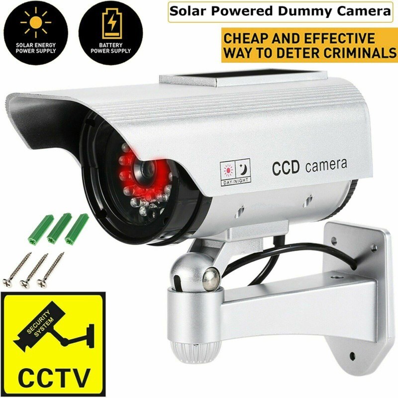 Solar Powered Simulated Dummy Camera Security CCTV Outdoor Waterproof Emulational