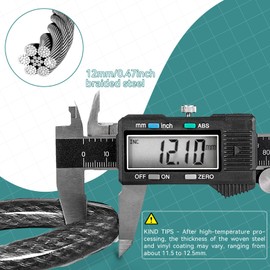 EEBBL Heavy Duty Security Cable, Commercial Grade, Galvanized Braided Steel, PVC-Coated, 30 FT, Black, Locking Cable for Trailers, Tools, Patio Equipment, etc.