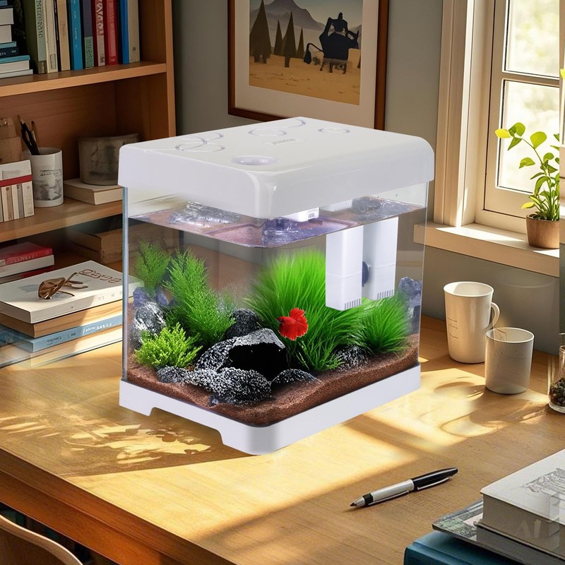 Small Fish Tank,5 Gallon Glass Aquarium Betta Fish Tank Starter