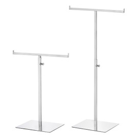 uxcell Purse Display Stand T Shaped Metal 2 Pack Adjustable Handbag Rack Double Hook Holder Necklace Organizer for Home Boutique Store - Silver